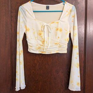 2 For $5! NWOT SHEIN MOD Floral Print Ruffle Hem Bell Sleeve Top